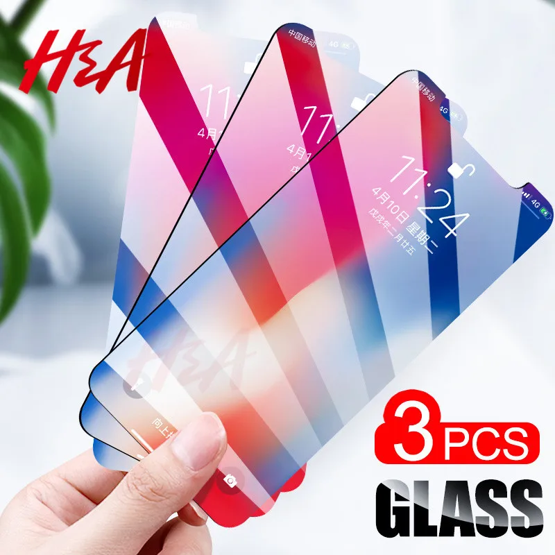 

H&A 3Pcs Protective Glass For Apple iPhone 7 8 6 6s Plus Tempered Glass For iPhone X XS MAX XR 5 5S SE Screen Protector Cover