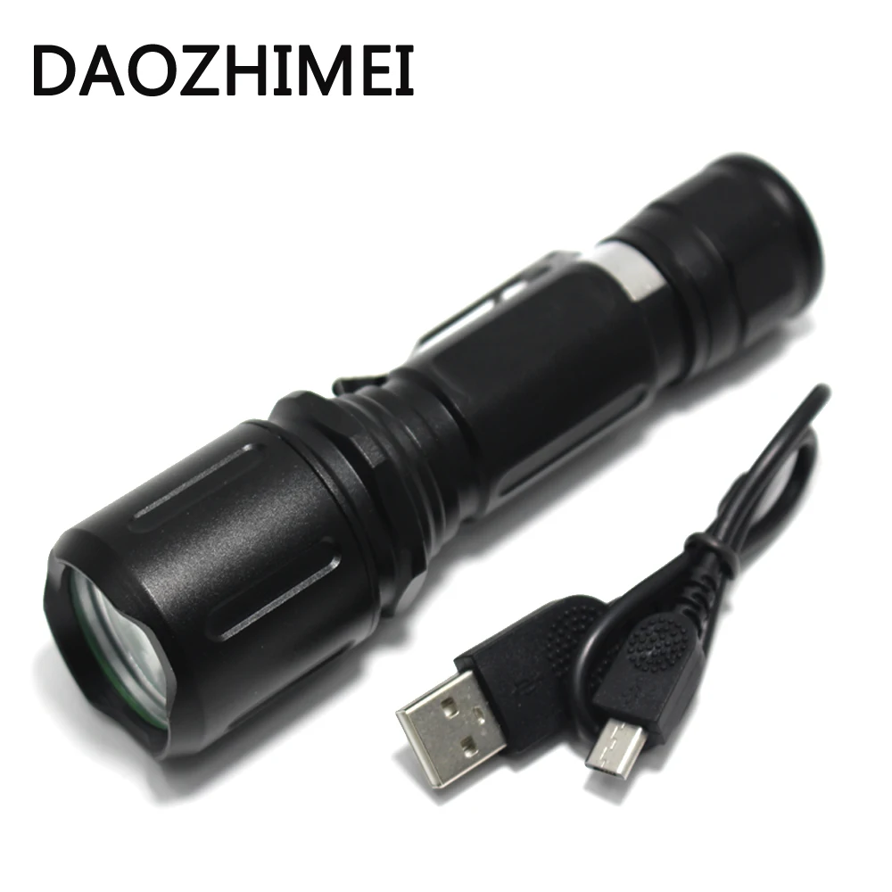 

5000LM XM-L2 LED Flashlight Spot Lamp 3-mode Waterproof High Power Portable Camping Equipment 18650 Torch lamp +USB line