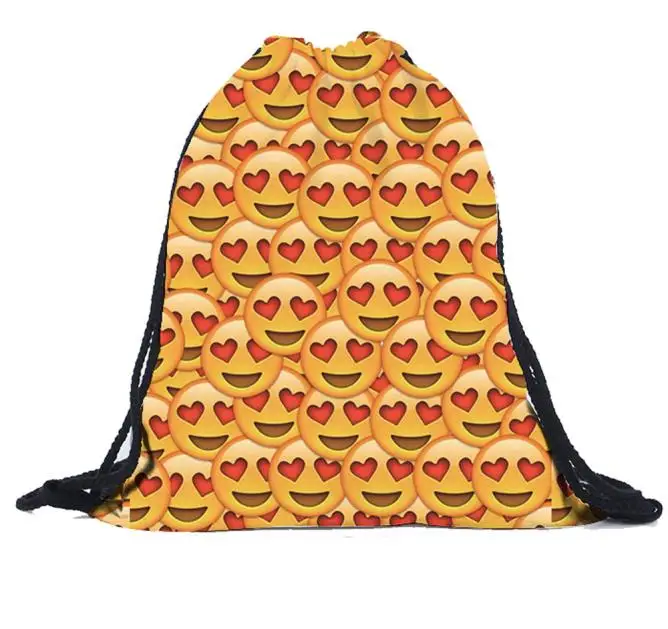 

school drawstring bag backpacks for teenage girls fashion Women 3D animal print backpack travel Emoji softback drawstring MCE4