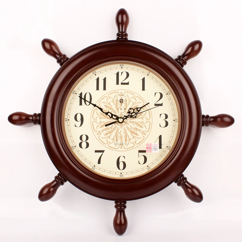 

Wall Clock Fashion Hanging Vintage Silent Wall Clock Living Room Decorations Watch Wall Navigation Rudder Home Decor Figurines