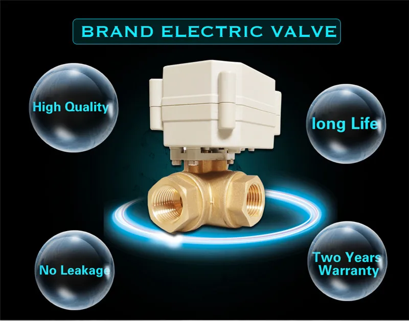 TF20 BH3 A, Brass 3/4'' (DN20) 3 Way T/L Type Horizontal Electric Flow