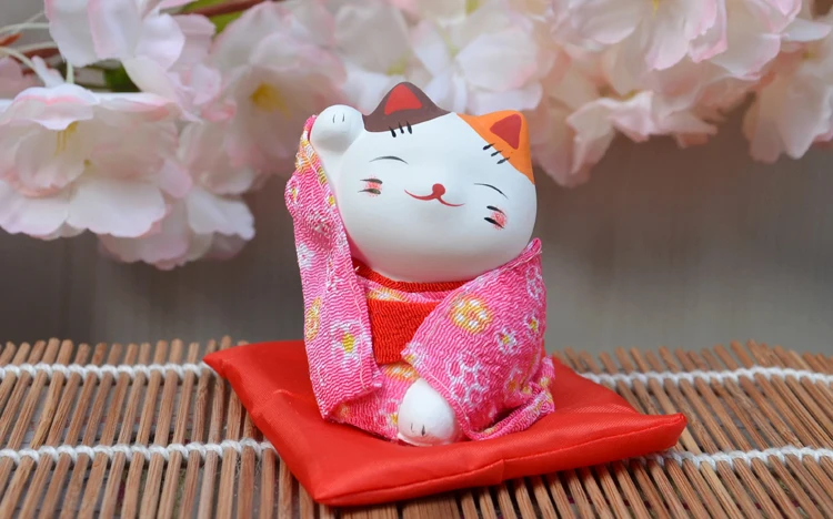 3 шт. фигурки счастливого кота японское кимоно Maneki Neko гипсовые украшения животные котенок миниатюры украшение дома бизнес подарок