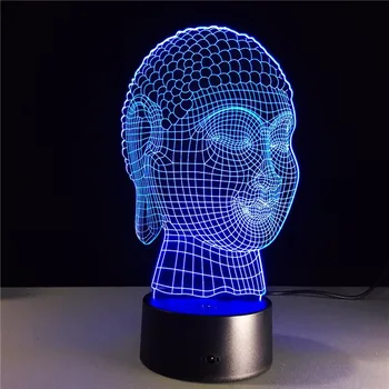 

Buddha LED Night Lamp Buddhism 3D LED Light USB Color Night Light Decoration Innovation Holiday Gift for Good Luck