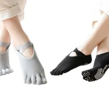 2 пары в партии Для женщин Нескользящие, для йоги на резиновой подошве для маленьких детей; носки X плечевой ремень противоскользящие пилатес пол ручки носки массажные дышащие пот абсорбент