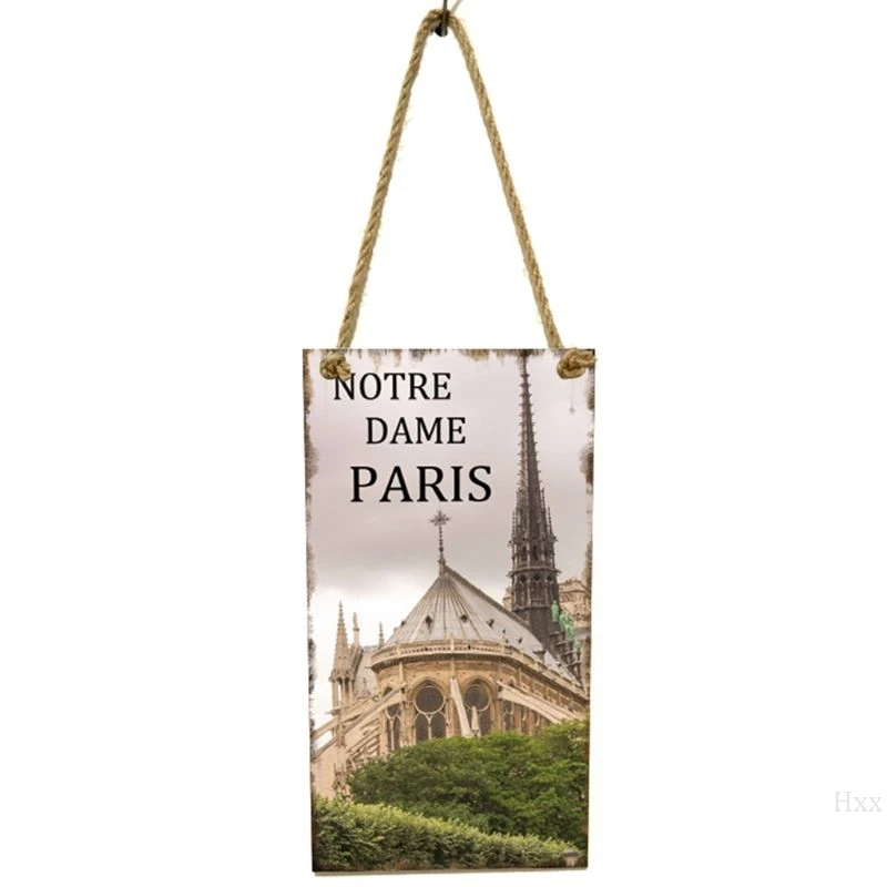 

Notre Dame Paris Building Printed Wooden MDF Hanging Board Plate Plaque Home Decoration Crafts Souvenirs Gift