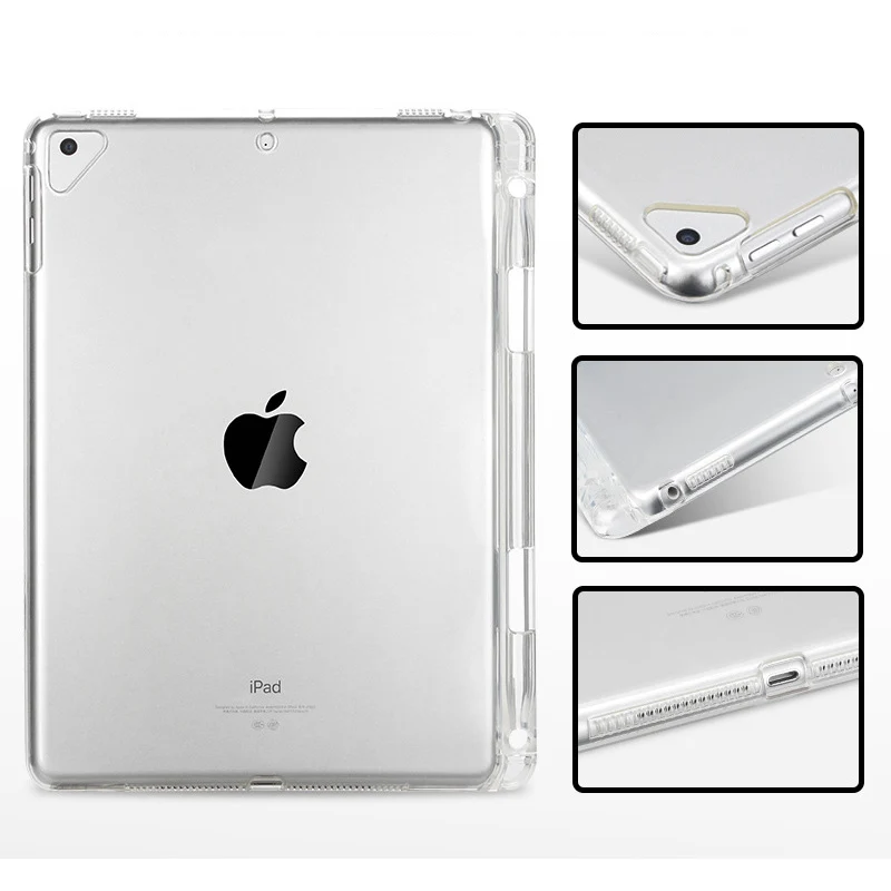 Tablet Case For New iPad Pro 12.9 Clear Crystal Transparent Soft TPU With Pen Holder Case For iPad Pro 12.9 inch 2018 Back Cover (10)