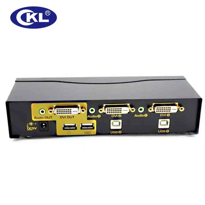 CKL 2 порта USB черный металлический DVI KVM переключатель в 1 выключатель для