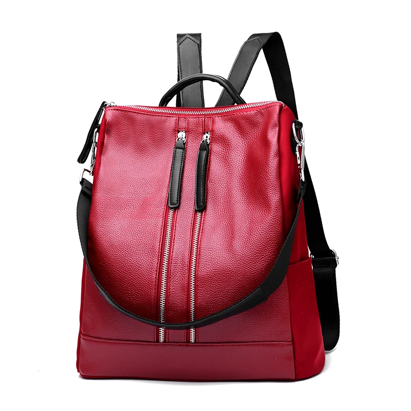 YIZHONG, повседневный женский рюкзак, высокое качество, кожа, рюкзаки для девочек-подростков, женская школьная сумка на плечо, дорожная сумка, Mochila - Цвет: red