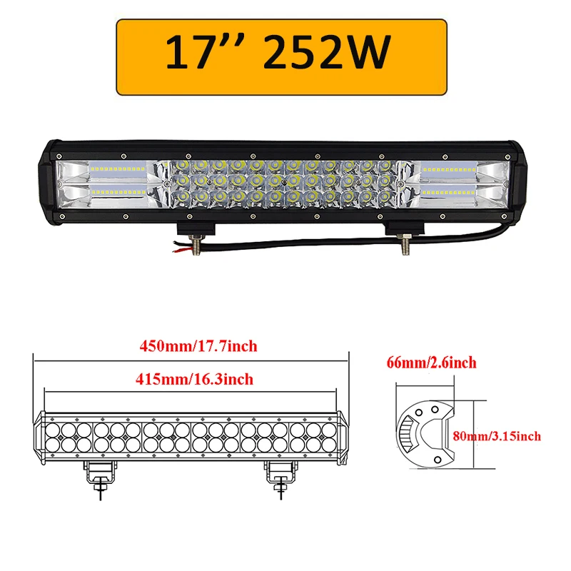 Auxtings оптовая продажа 4 шт. 5 &quot14&quot 17 &quot20&quot 23 &quot3 рядная светодиодная световая