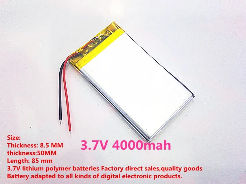 best battery brand 1PCS Size 855085 3.7V 4000mah 805085 tablet battery