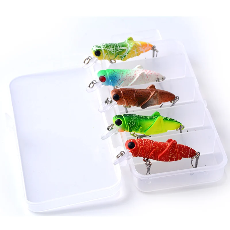 

5pcs/Lot Grasshopper Fishing Lure Set 5.5cm 3.5g Grasshopper Insect Fishing Lures Hard Baits artificial bait Carp fishing