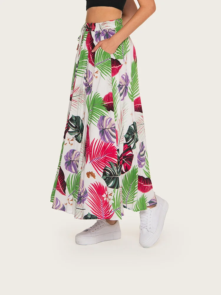 Элегантная юбка длинные Для женщин Летняя одежда 2019 модные Цветочный принт сладкий Онлайн Юбки Для женщин s большой подол Сладкий
