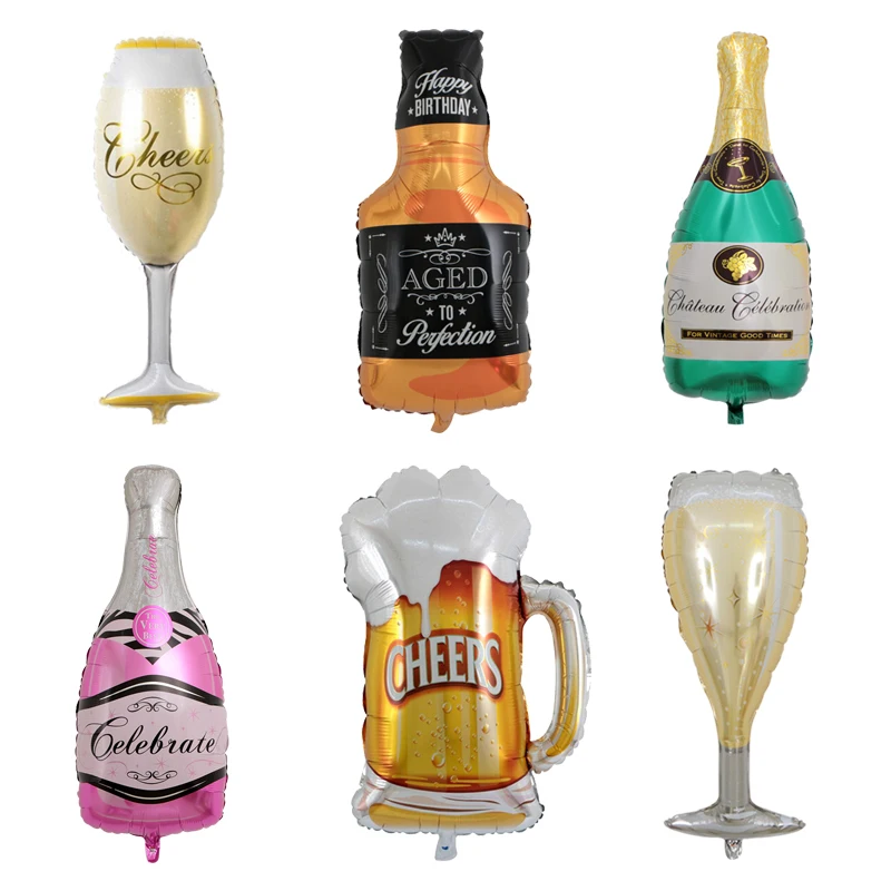 

50pcs Bachelorette Party Pink Champagne Bottle Balloon Decor Photo Booth Prop Celebration Wedding Hen Party Foil Balloon Supplie