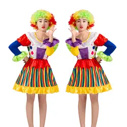 Бесплатная доставка одежда костюм клоуна праздник разнообразие смешные костюмы клоунессы Рождество взрослых женщин Джокер костюм