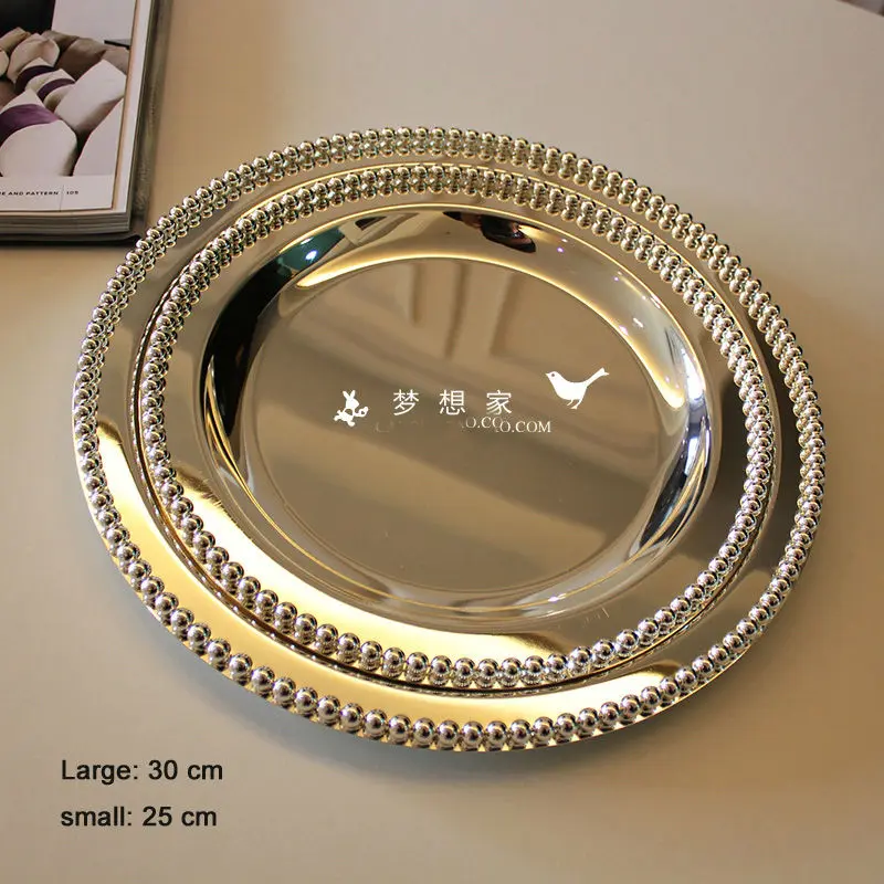 30/25 cm round alloy metal tray for cake pastry desserts fruits foods