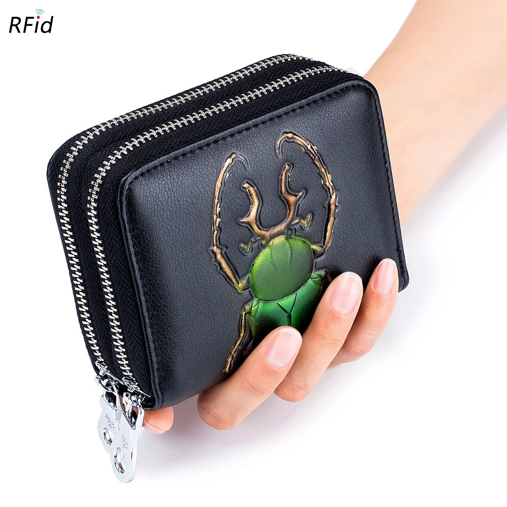 

Creative Animal Printed Women Wallet Organ RFID Double Zipper Credit Card Holder Lady Bank Cards Bag Set Multi-card Money Purse