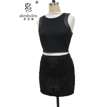 2016 Vintage Embroidery Black Tulle Skirts high waist Woman pettiskirt office miniskirt kilt balloon faldas mujer