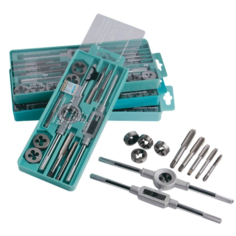 EVANX Metric/Inch Tap Die Set Screw Tap Thread With Adjustable Wrench Tap Handle Drill Repair