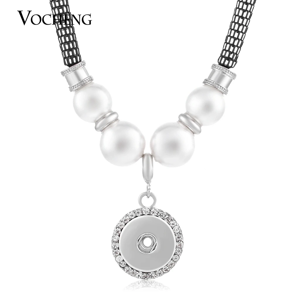 10PCS/Lot Simulated pearl Necklace Vocheng Snap Button Charms Pendant