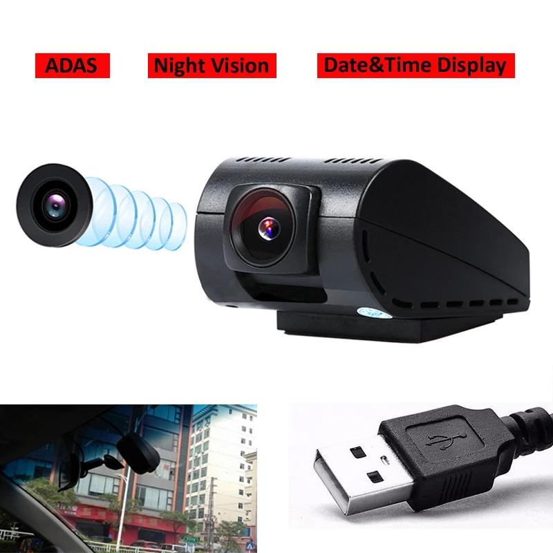 HD Night Vision USB Front Camera Recorder With ADAS Voice
