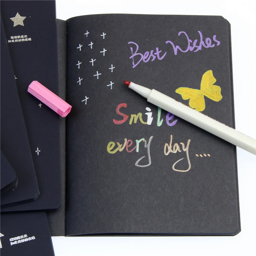

New Sketchbook Diary for Drawing Painting Graffiti Soft Cover Black Paper Sketch Book Notebook Office School Supplies Gift