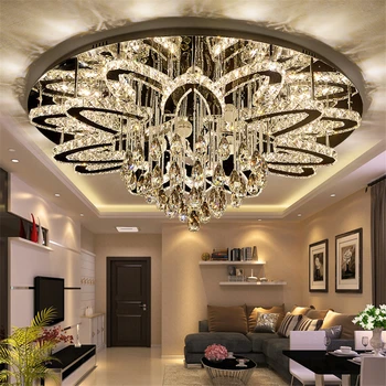 

Modern light Remote Control Dimmable Led Chandelier Lustre K9 Cristal Stainless Chrome Led Ceiling Chandelier Luxury Foyer Light