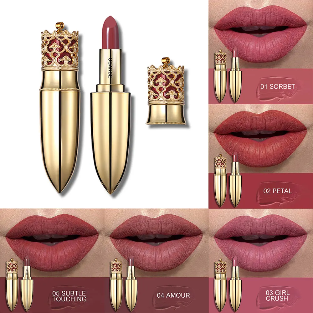 248 25 De Réductionucanbe Velours Mat Déesse Couronne Luxe Rouge à Lèvres 5 Couleur Lisse Rouge Batom Nude Sexy Beauté Maquillage Imperméable