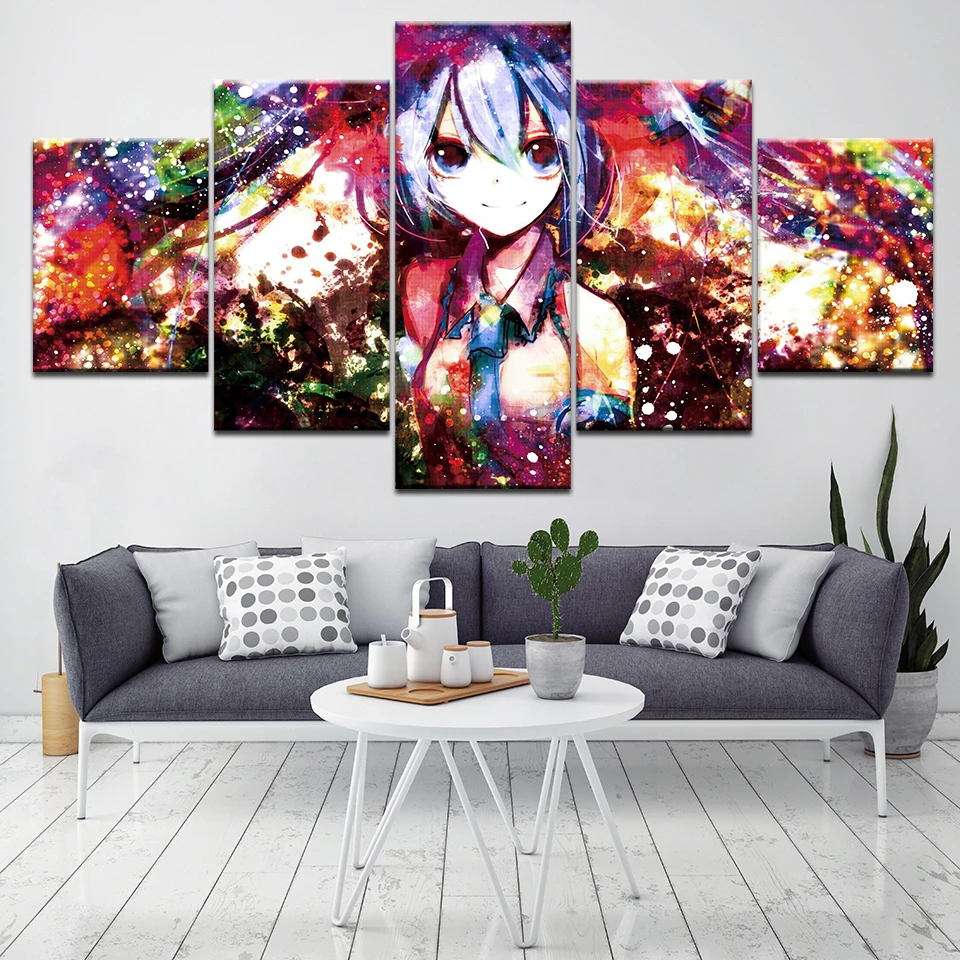 Modern Canvas HD printed painting 5 Panel Japanese Anime Hatsune Miku