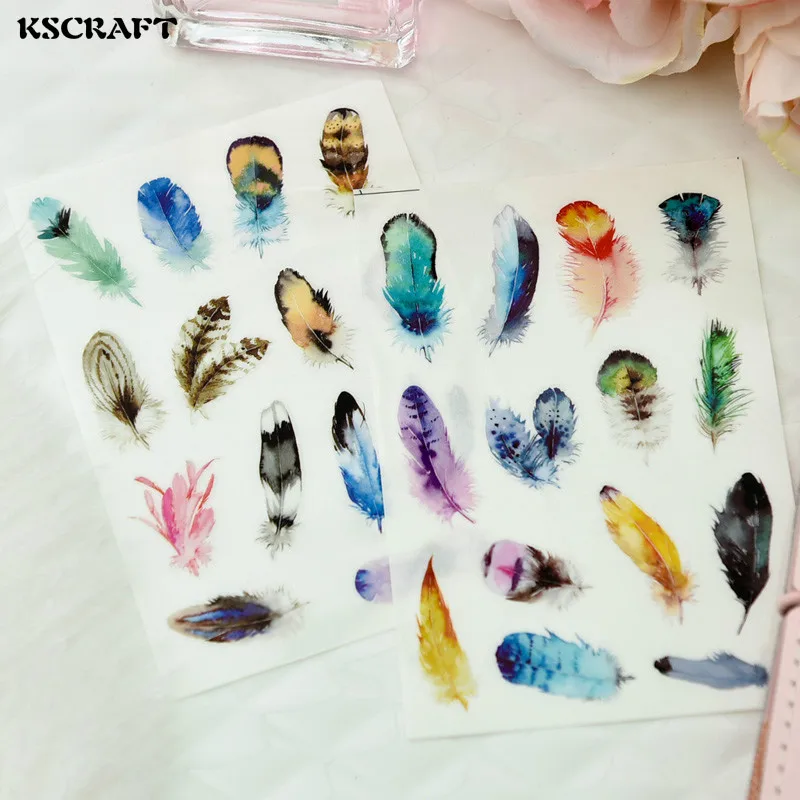 KSCRAFT Colorful Feathers Rub On set for Scrapbooking DIY Projects/Photo Album/Card Making Crafts | Дом и сад