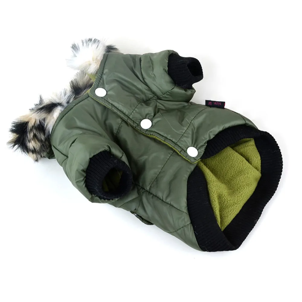 Зеленое маленькое домашнее животное собака кошка зимнее теплое пальто с капюшоном домашнее животное щенок куртка одежда XS-XXL Весна Лето Осень Зима
