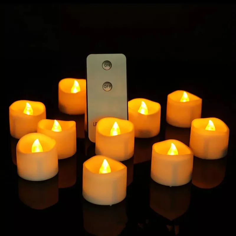 12pcs remote controlled Battery operated LED Candle tealight Flameless wavy edge Tea Light F