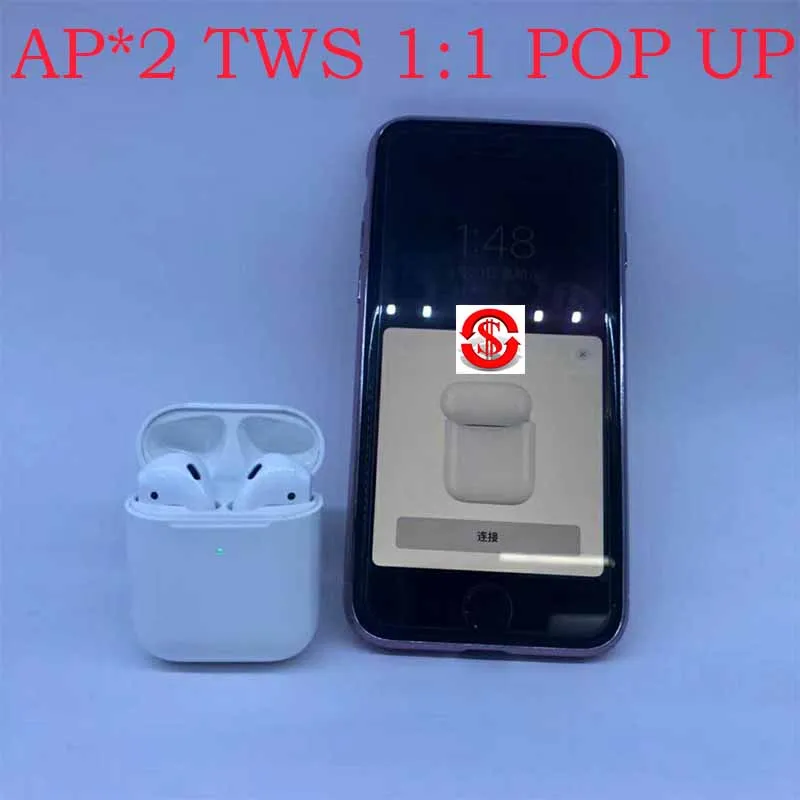 

Original AP2 TWS 1: 1 size pop up Bluetooth 5.0 support wireless charging earbud for apl