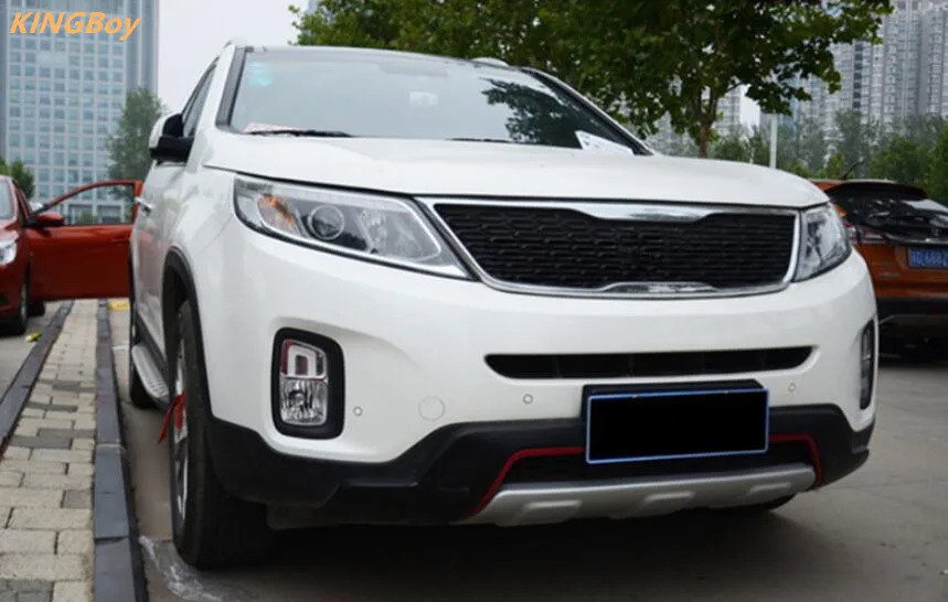 Для KIA Sorento 2013- Высокое качество пластик ABS хром передняя+ задняя крышка бампера отделка автомобиля-Стайлинг