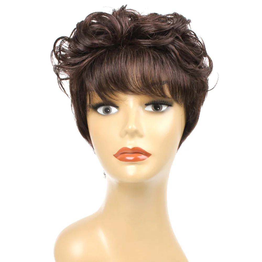 Salonchat Короткие вьющиеся человеческие волосы парик для черных/белых женщин 100% Джерри локон remy волосы натуральные волосы для наращивания