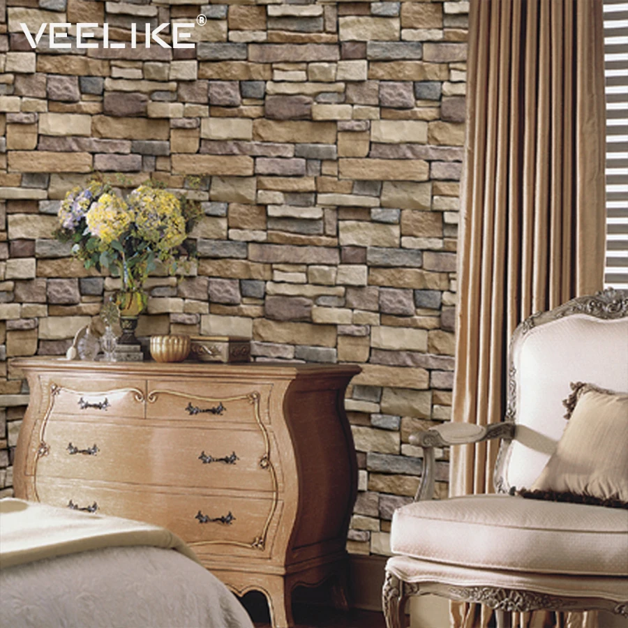 PVC Vinyl Brick Stone Wall Decals Rustic Self adhesive Wallpaper for Bedroom Living Room Kitchen Decor Wall Stickers Home Decor