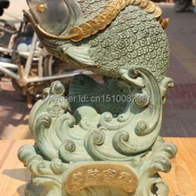 1" Клеймо Китайский Бронзовый Свинка Богатство Деньги Jumper Рыба Золотая Рыбка Животных Статуя