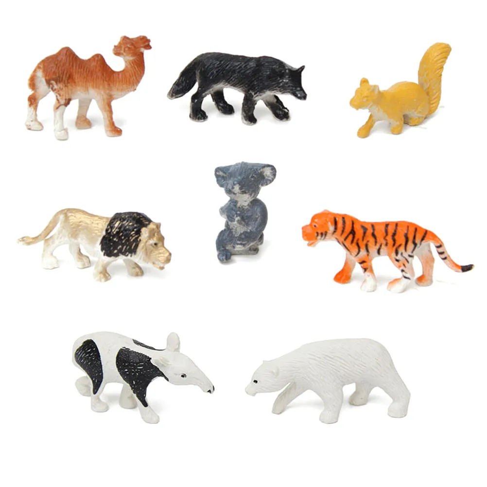 8pcs/set Wild Animals Figures Toys Set Children Kids Model Toy Kit Hard Plastic for sale online 