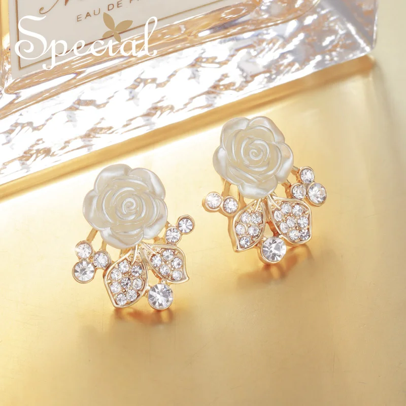 

Special European and American flower ear stud female temperament earring pin earring without ear hole ear clip rose