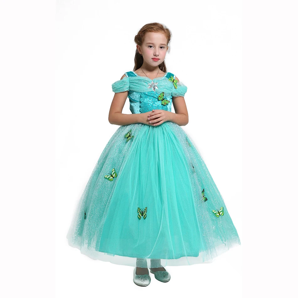 5 цветов, праздничные платья для девочек на свадьбу с цветочным рисунком, костюм бабочки «маленькая русалочка», «Золушка», «Спящая красавица», одежда принцессы - Цвет: Princess Ariel Dress
