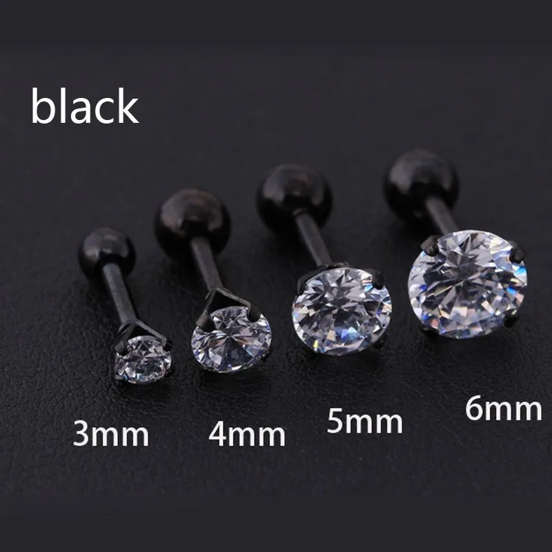 1 pcs/bag Size 3/4/5/6mm 4 Colors Medical titanium needle True zircon Ear Studs Boys and girls Earrings For DIY Party Earrings - Image 4