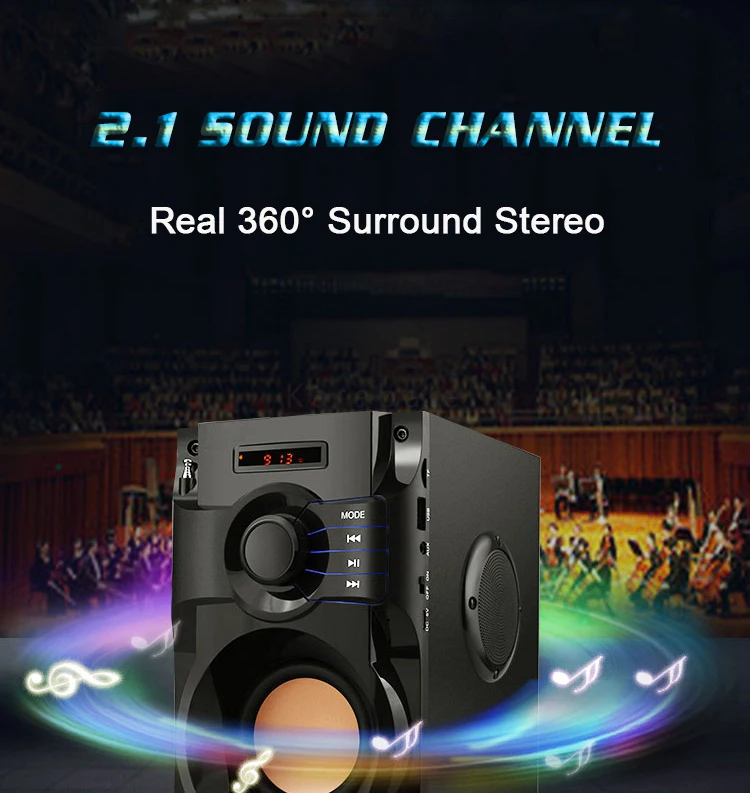 A100 Wireless Bluetooth Portable Music Speaker Player Subwoofer Stereo Surround FM TF AUX USB Remote Control