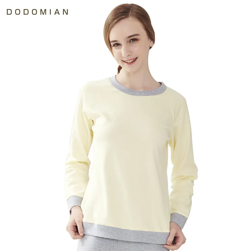 

Women Pajamas Full Round Neck Cotton Sleepwear Yellow Tops Gray Pants Ladies Home Clothes Plus Size High Quality Female Pyjamas