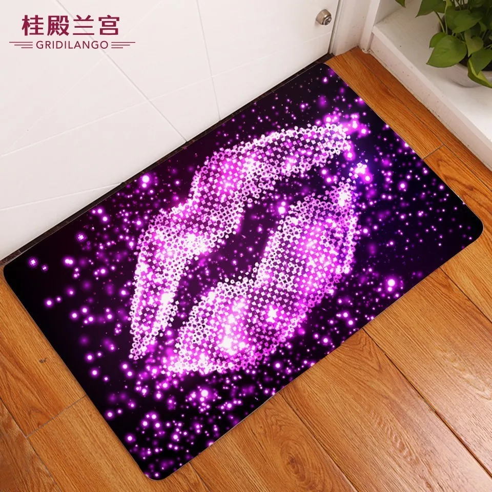 Блестящие красные губы Нескользящие коврики для ванной комнаты винтажные синие красочные губы коврик напольный коврик двери игровой ковер автомобиль открытый Прямая поставка