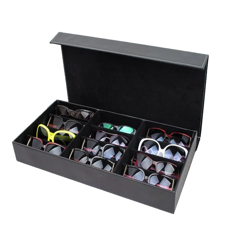 

48*24*6cm 12 Grid Sunglasses Storage Box Organizer Glasses Display Case Stand Holder Eyewear Eyeglasses Box Sunglasses Case