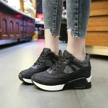 

2019 Running Walking Shoes Women Outdoor Jogging Shoes Ladies Height increasing thick bottom Platform Sports Sneakers KA-52