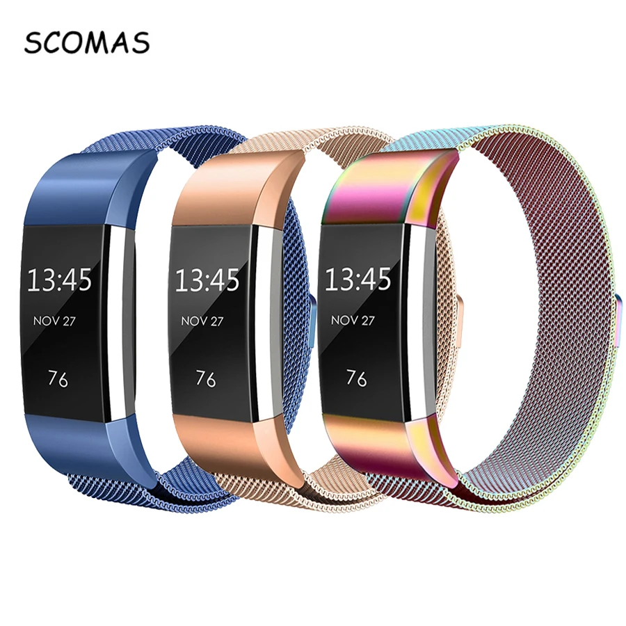 

SCOMAS Magnetic Milanese stainless steel strap for Fitbit Charge 2 band for charge 2 smart wristband bracelet strap charge2