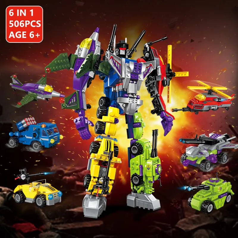 

506Pcs 6 IN 1 Destroyer Mars Robot Toy DIY Creator Brinquedos Building Blocks Sets Educational Toys for Children
