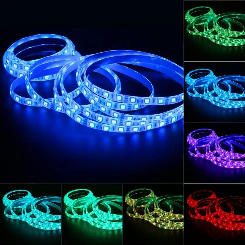 

Waterproof 5050 RGB LED Strip 5M 150/300 Led 24 Keys Music Voice Sensor Control US/EU/UK plug Adapter Flexible Light