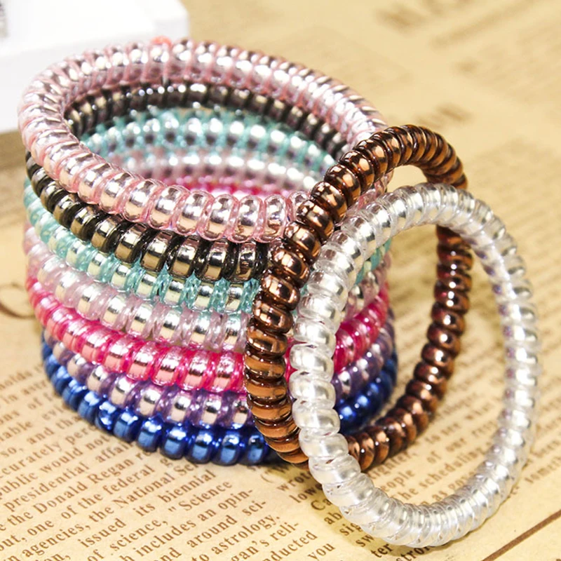 

1PC Telephone Wire Ponytail Holder Hair Ties Hair Accessories Spiral Shape Rubber Band Elastic Hair Bands Hair Rope