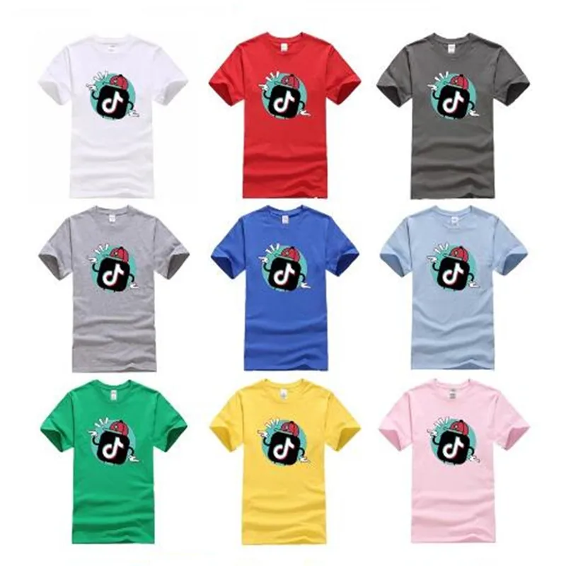 

Tik Tok Fashion Disco Dancing Hip-hop Solid Color Short-sleeved T-shirt 100% Cotton T-shirts Couple Casual Tee